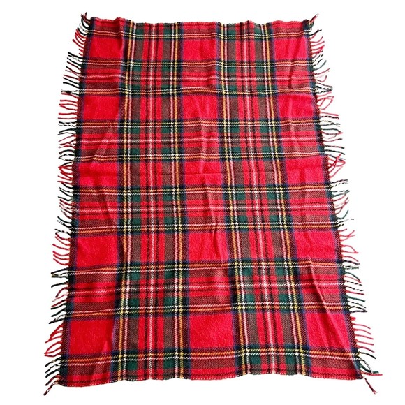 Vintage Moffat Weavers Wool Red Plaid Throw Lap Blanket Scotland 35” X 52” - Picture 1 of 5